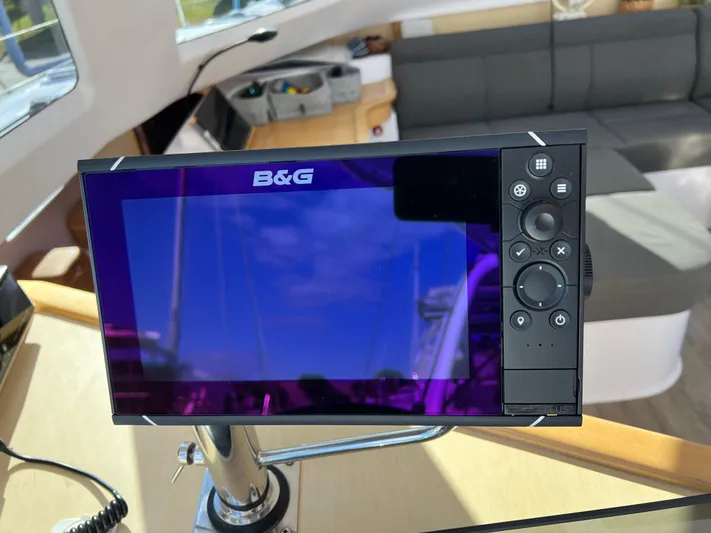 Kestrel Yacht Photos Pics B&G navigation system on 2020 Seawind 1260 catamaran, interior view.