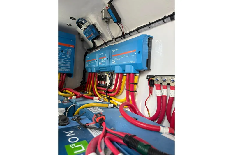  Yacht Photos Pics Electrical system of 2026 Mag Bay 43 CC boat with wiring and components.