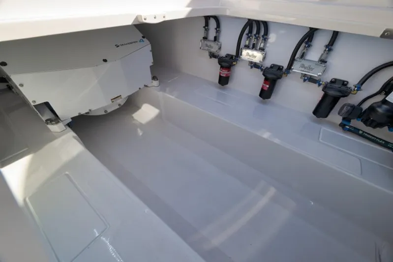  Yacht Photos Pics 2026 Mag Bay 43 CC boat interior with advanced mechanical components and clean design.