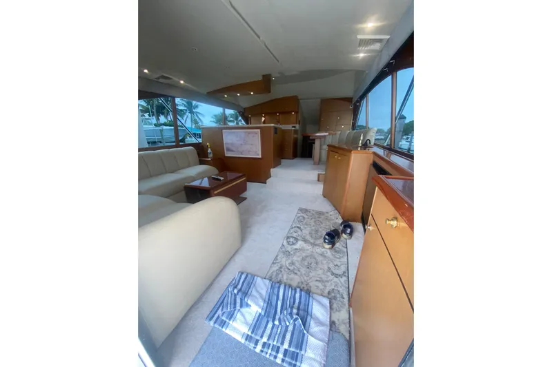  Yacht Photos Pics Luxurious interior of a 2002 Ocean Yacht Super Sport with elegant furnishings.