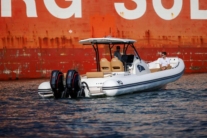 Stock Inventory Yacht Photos Pics 2024 Nuova Jolly Prince 38 boat cruising on water with dual engines.