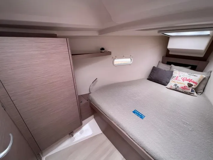 Mdr 388 #305 In Stock Yacht Photos Pics 2023 Hanse 388 yacht interior cabin with bed and storage