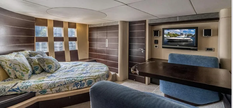 Lunsea Yacht Photos Pics Luxurious interior of 2005 Azimut 68S yacht with modern decor and comfortable seating.