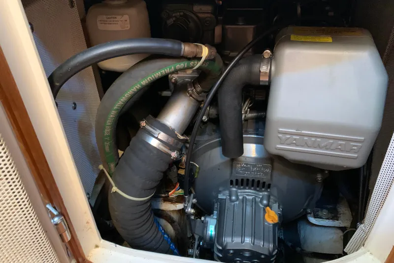 Elation Yacht Photos Pics Engine compartment of a 2004 Cabo Rico 42 Pilot sailboat with Yanmar engine.