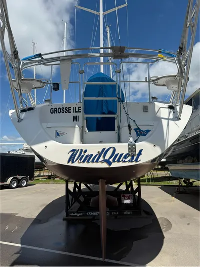 Windquest Yacht Photos Pics Catalina 42 MkII sailboat "WindQuest" on dry dock, Grosse Ile, MI, 2001 model.