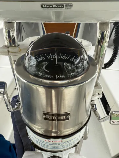 Windquest Yacht Photos Pics Ritchie compass on Catalina 42 MkII sailboat, 2001 model, with NavPod mount.