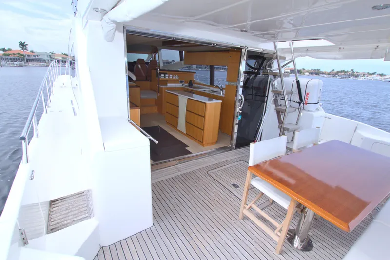 Wanderlust Yacht Photos Pics Luxury yacht Dyna 60, 2015 model, featuring spacious deck and modern interior design.