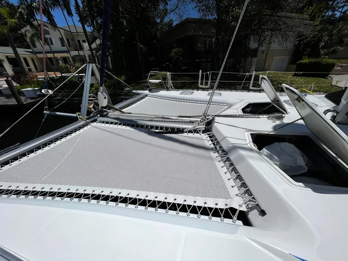  Yacht Photos Pics 2016 Knysna 500 SE catamaran with net deck in sunny harbor.