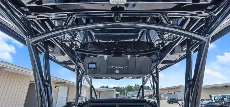  Yacht Photos Pics 2023 Nor-Tech 390 Sport Center Console boat, showcasing sleek design and sturdy framework.