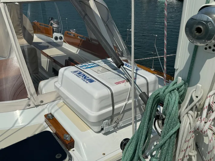 *previous Name Reserved Yacht Photos Pics 1986 Little Harbor 46 Center Cockpit sailboat with safety equipment on deck.