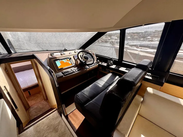 Pure Yacht Photos Pics Luxurious 2016 Prestige 500 yacht interior with modern helm and navigation system.