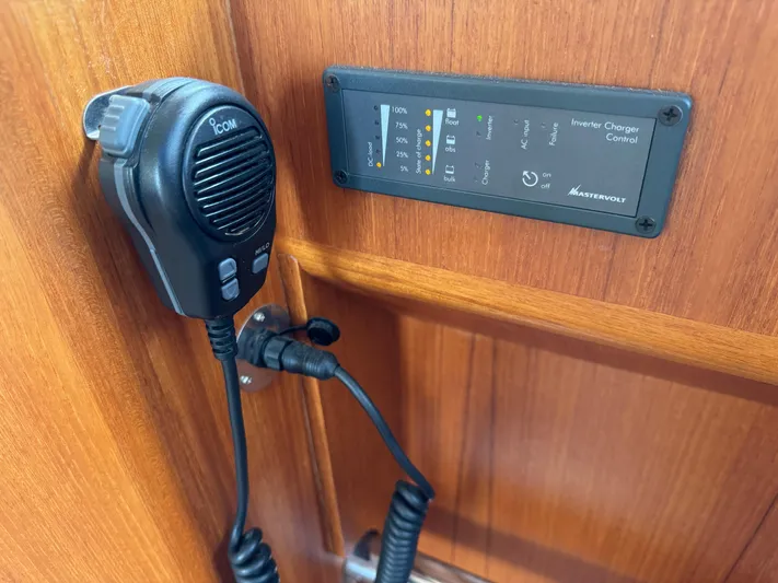 Hezitation Yacht Photos Pics Microphone and control panel on 2009 Grand Banks 45 Eastbay SX yacht interior.