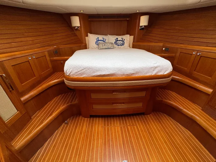 Hezitation Yacht Photos Pics Luxurious wooden cabin interior of 2009 Grand Banks 45 Eastbay SX yacht.
