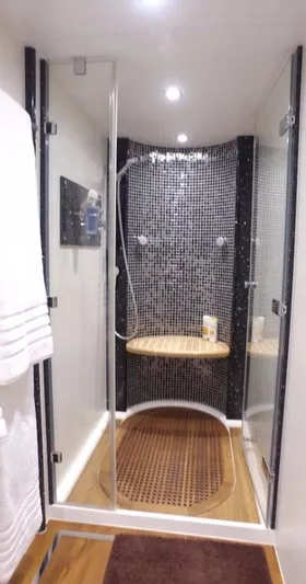  Yacht Photos Pics Luxurious shower area in 2014 Fairline Squadron 78 Custom yacht.