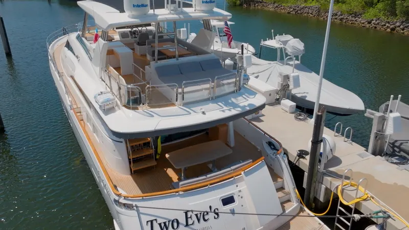  Yacht Photos Pics Fairline Squadron 78 Custom 2014 yacht docked, featuring spacious deck and luxurious amenities.