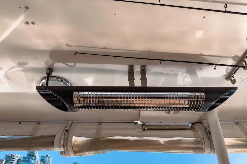 North Yacht Photos Pics Ceiling-mounted heater on 2002 Darling Yachts Custom Aluminum boat deck.
