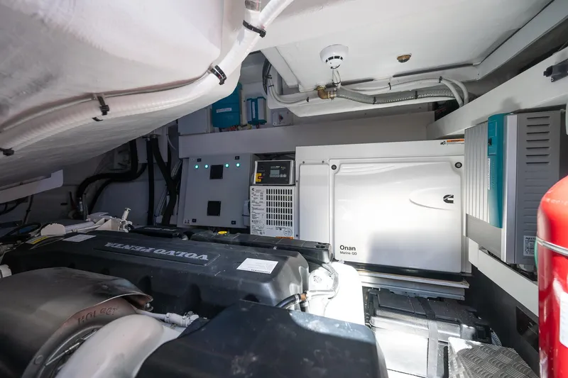 Polar Yacht Photos Pics Engine room of 2023 Pershing 5x yacht, featuring advanced machinery and equipment.