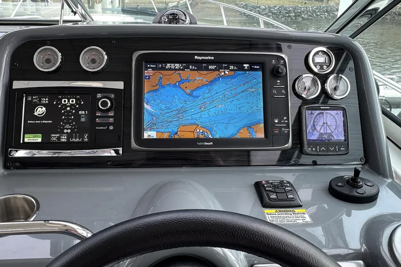 Blue Skye Yacht Photos Pics Dashboard of a 2016 Formula 34 Performance Cruiser with navigation and control systems.