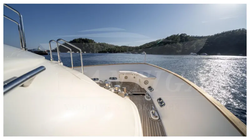  Yacht Photos Pics Luxurious 2008 Ferretti Yachts Customline Navetta 26 cruising in scenic waters.