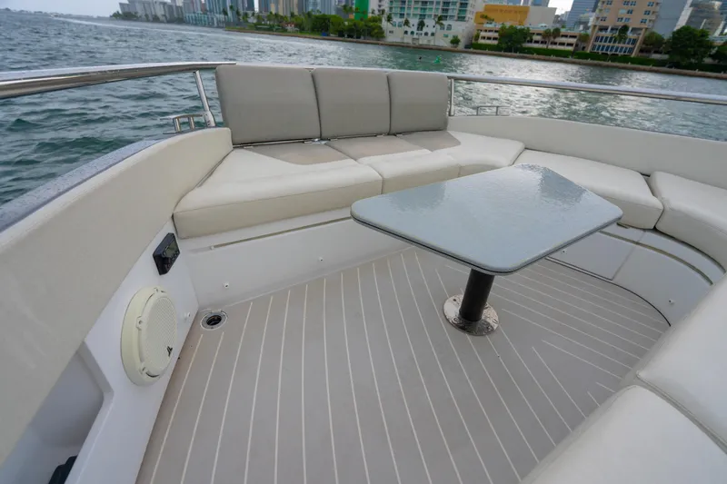 Azul Yacht Photos Pics Luxurious seating area on 2021 Azimut Verve 47 yacht with waterfront view.