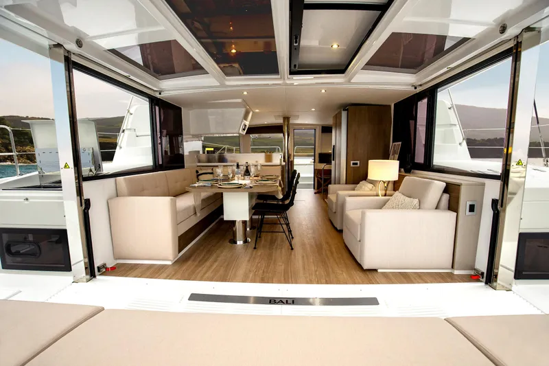  Yacht Photos Pics Luxurious interior of 2025 Bali 4.4 yacht with modern furnishings and elegant design.