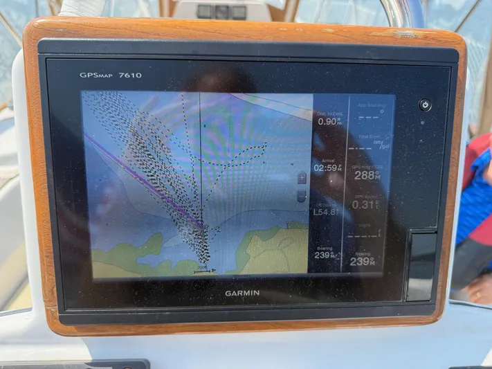 Dawn Treader Yacht Photos Pics Garmin GPSMAP 7610 displaying navigation data on Tartan 3700 Keel/Centerboard, 2005 model.