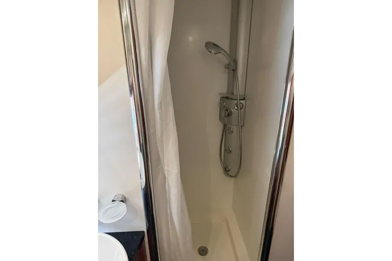  Yacht Photos Pics Shower area in 2006 Sunseeker Predator 82 yacht bathroom.