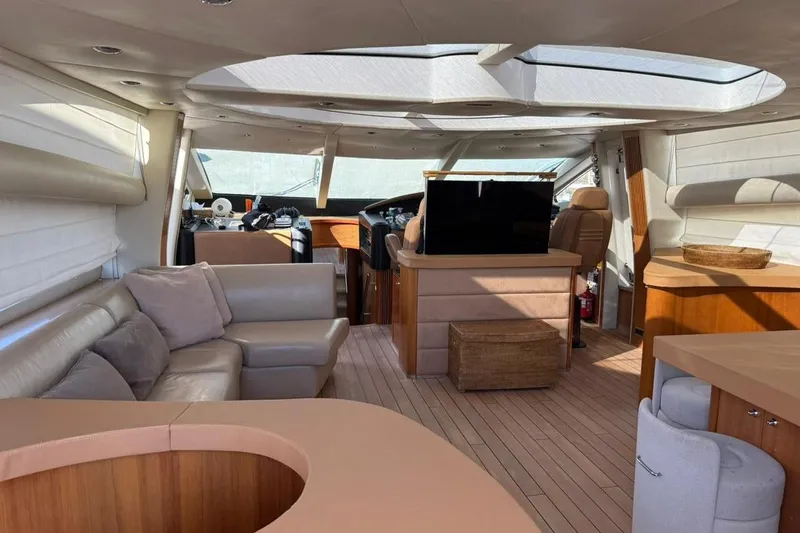  Yacht Photos Pics Luxurious interior of a 2006 Sunseeker Predator 82 yacht with modern furnishings.