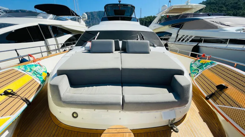  Yacht Photos Pics Luxury Canados 76 yacht with sunbathing area and paddleboards, 2016 model.