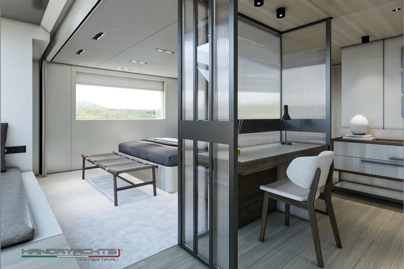  Yacht Photos Pics Luxurious 2025 MandaYachts S09 interior with modern design and elegant furnishings.