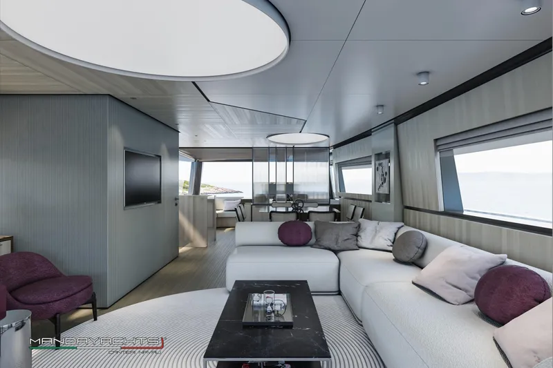  Yacht Photos Pics Luxurious interior of 2025 MandaYachts S09, featuring modern design and comfortable seating.