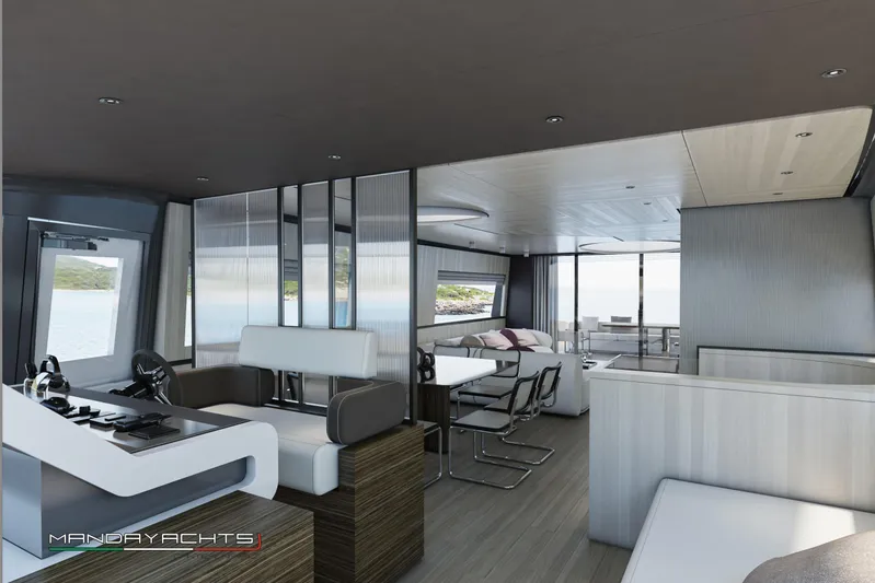  Yacht Photos Pics Luxurious interior of 2025 MandaYachts S09, featuring modern design and spacious seating.