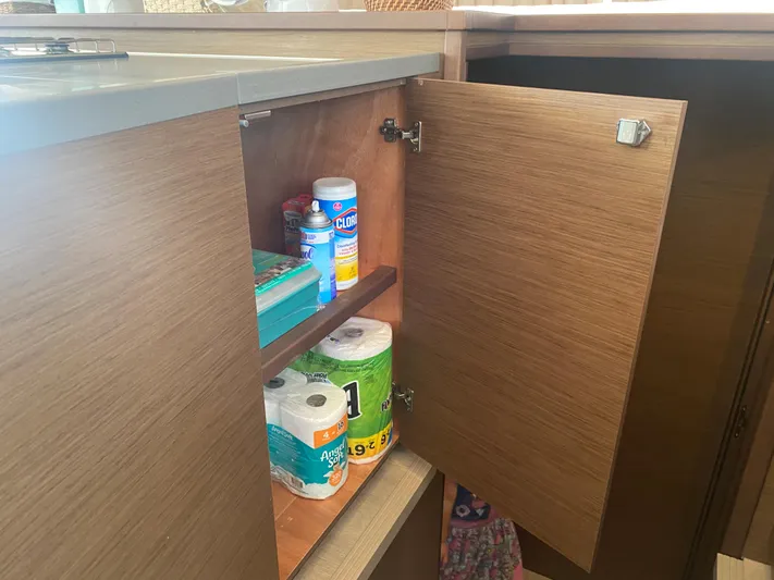 Second Star Yacht Photos Pics Storage in galley behind nav station