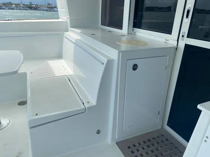 Second Star Yacht Photos Pics Storage and Trash in cockpit