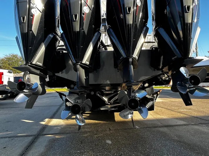  Yacht Photos Pics 2022 Nor-Tech 392 Superfish boat with multiple outboard engines and propellers.