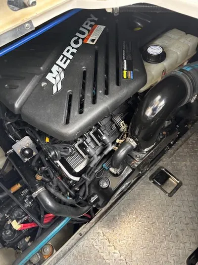  Yacht Photos Pics Engine compartment of a 2007 Four Winns 378 Vista boat with Mercury engine.