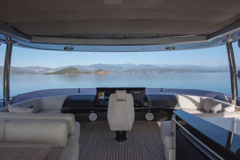 Lady Parisa Yacht Photos Pics Luxurious 2014 Princess 88 Motor Yacht interior with scenic ocean view.