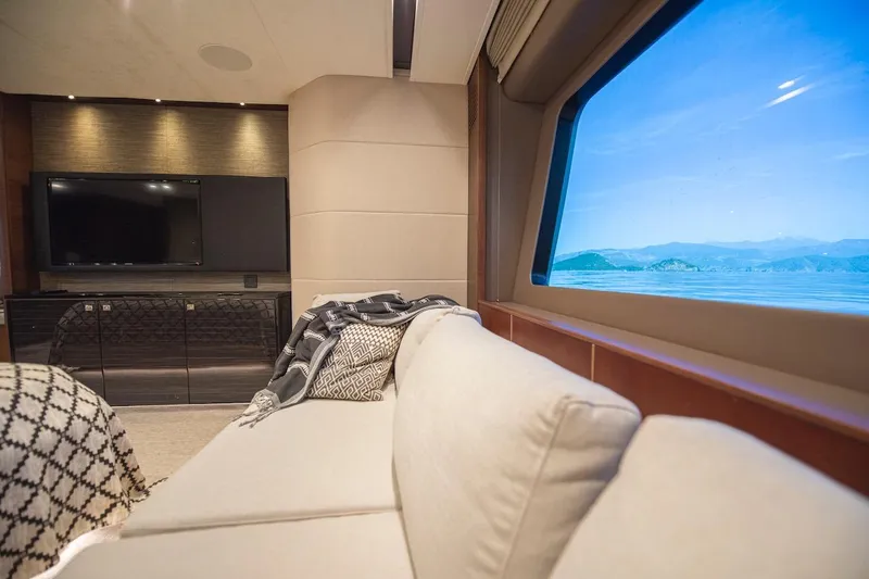 Lady Parisa Yacht Photos Pics Luxurious interior of 2014 Princess 88 Motor Yacht with scenic ocean view.