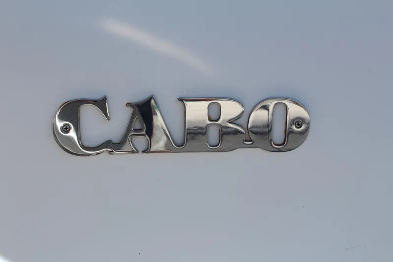 Pescador Yacht Photos Pics Chrome "Cabo" logo on 2013 Cabo 40 Hardtop Express boat.
