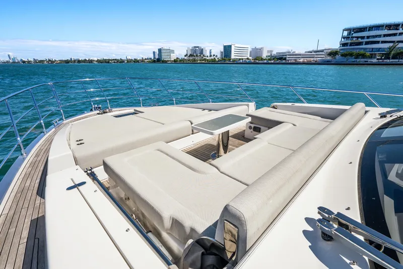 Swaha Yacht Photos Pics Luxurious 2018 Azimut S7 yacht deck with spacious seating and ocean view.