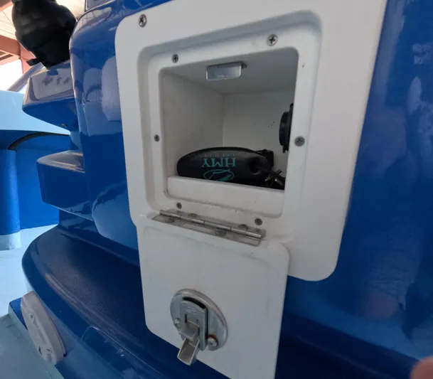 Cool Change Yacht Photos Pics Blue Eastward 30 boat compartment with secured latch, 2022 model.