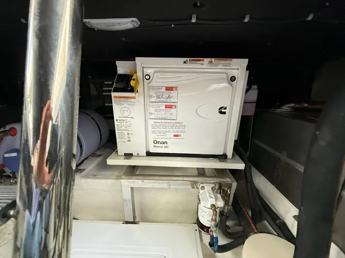 Moana & Malie Yacht Photos Pics Onan Marine QD generator in a 2025 Schaefer 375 yacht engine room.