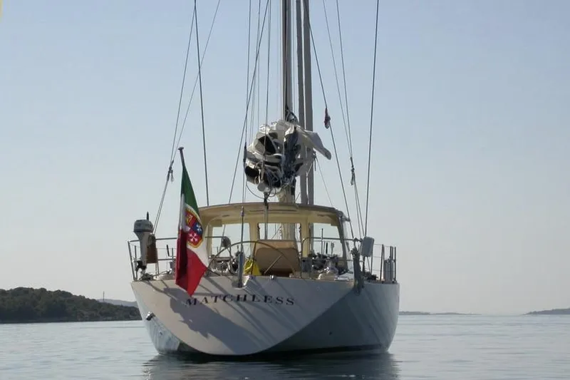 Matchless Yacht Photos Pics Sailing yacht "Matchless," Chantier Naval de l&rsquo;Anitra RON HOLLAND 68, 1982, on calm waters.