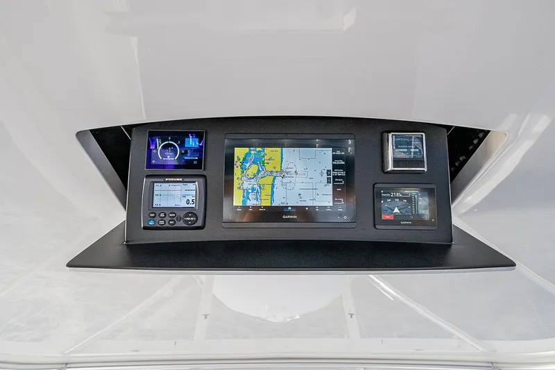 South Jersey Yacht Sales Demo Boat Yacht Photos Pics 2025 Viking 64 Convertible navigation console with advanced digital displays and controls.