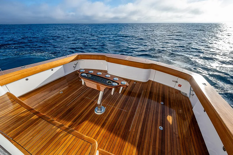 South Jersey Yacht Sales Demo Boat Yacht Photos Pics 2025 Viking 64 Convertible yacht deck with ocean view.