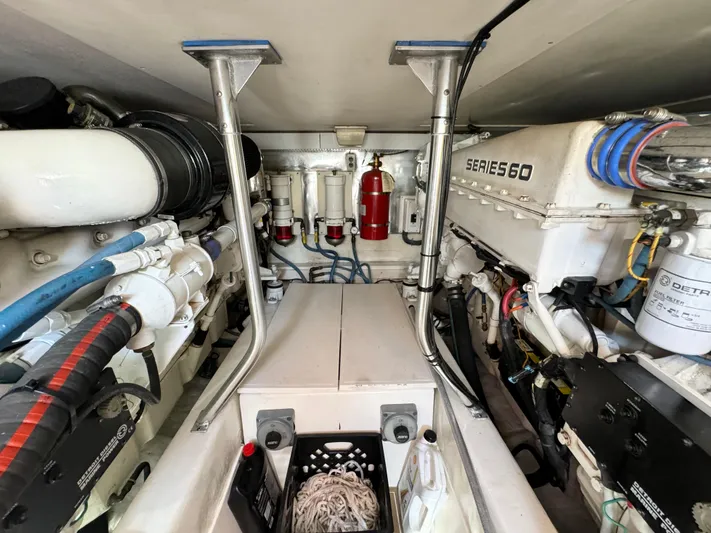  Yacht Photos Pics Engine room of 2005 Ocean Yachts 46 Super Sport with Series 60 engines.