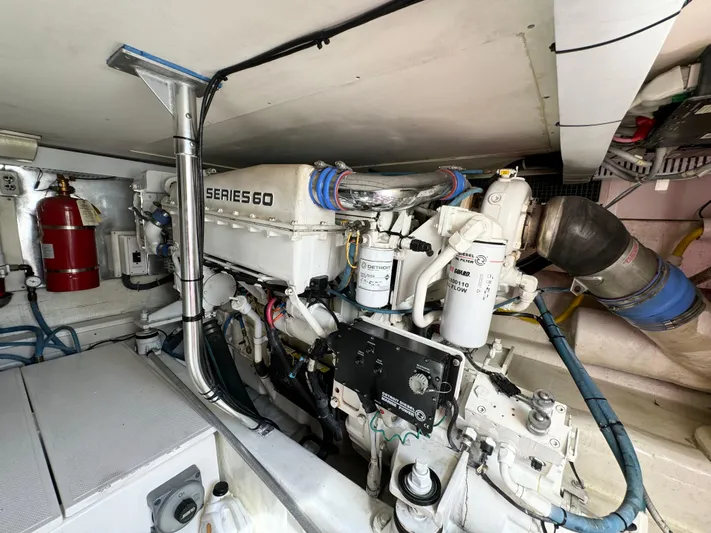  Yacht Photos Pics Engine room of 2005 Ocean Yachts 46 Super Sport with Series 60 engine.