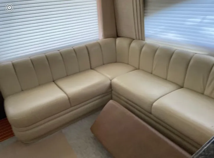  Yacht Photos Pics Beige leather seating in 2005 Ocean Yachts 46 Super Sport interior.