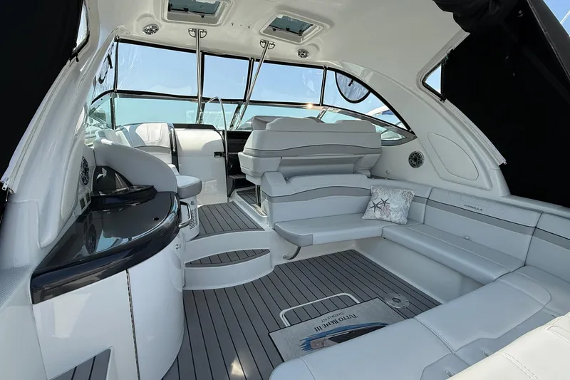  Yacht Photos Pics 2022 Formula 40 Performance Cruiser interior with sleek seating and modern design.