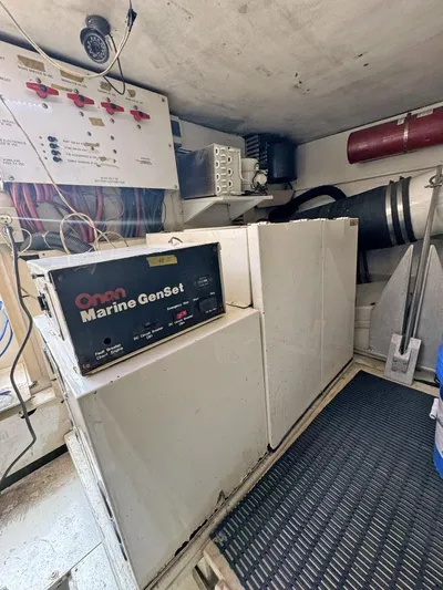  Yacht Photos Pics Engine room of a 1998 Viking 58 Convertible with Onan Marine Genset.